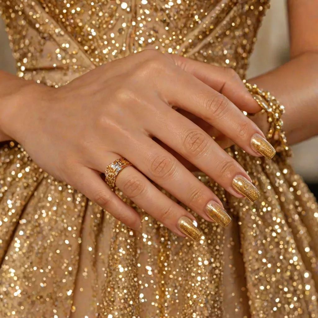 Jakie paznokcie do złotej sukienki?